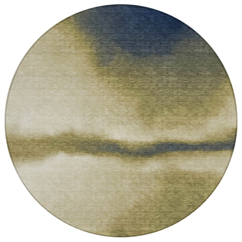 Machine Washable Indoor/Outdoor Lockway ACN2419 Abstract Rug, Round 8'