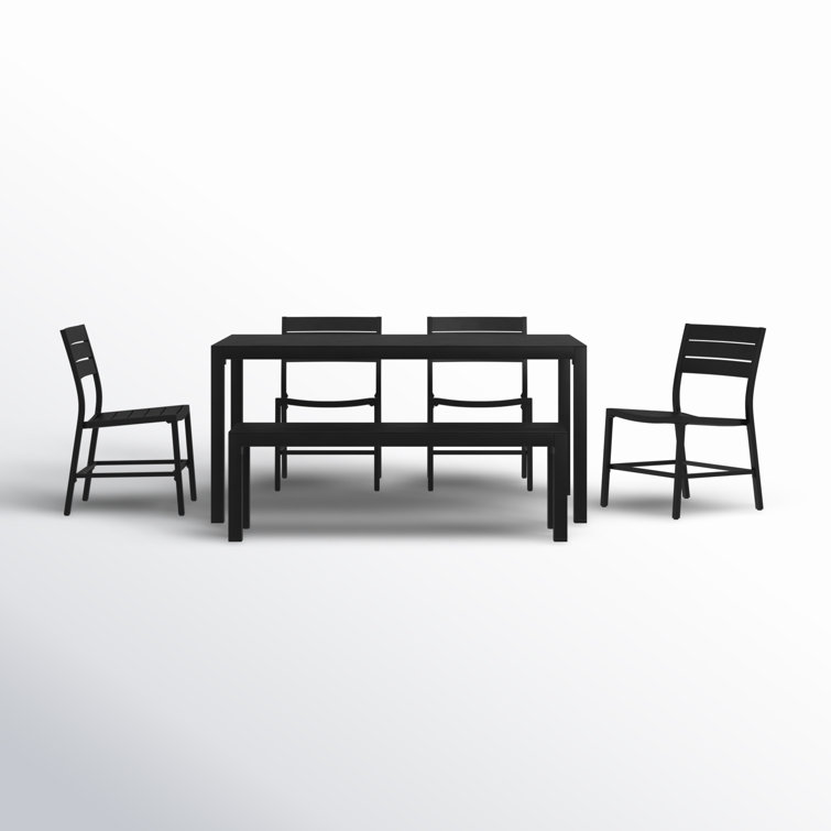 Armando 6 - Person Metal Patio Dining Set with Rectangular Table