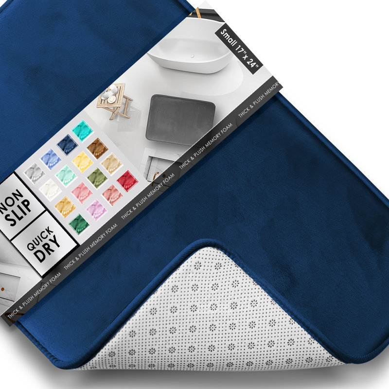 Ultra Soft and Absorbent Memory Foam Bath Rug Set with Non-Slip Backing, Royal Blue, Small: 24" L x 17" W
