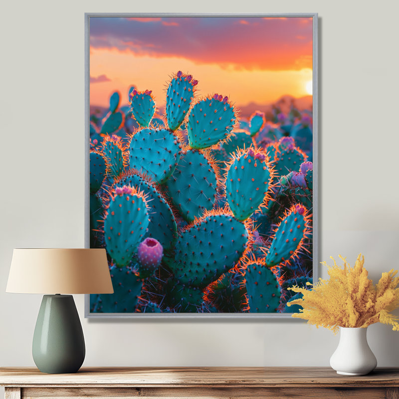 Marleyrae Cactus Garden at Sunset In Mexico I - Cactus Wall Art, H 32 po x l 16 po, Reproduction avec cadre flottant