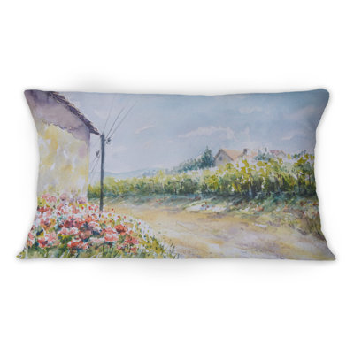 Coussin Poppy Flowers By A Countryside Road