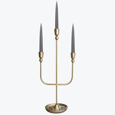 Porte-bougie en laiton 3 bougies 3 bougies 20,5 po