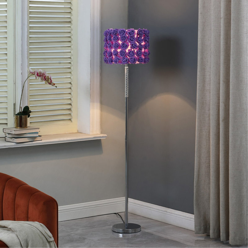 63"In Roses In Bloom Metal Floor Lamp, Purple