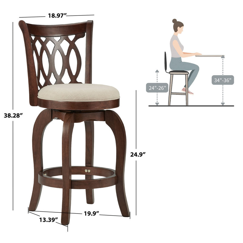 Alyn Swivel Counter Height Chair, Cherry, Beige, Counter Stool (24" Seat Height)