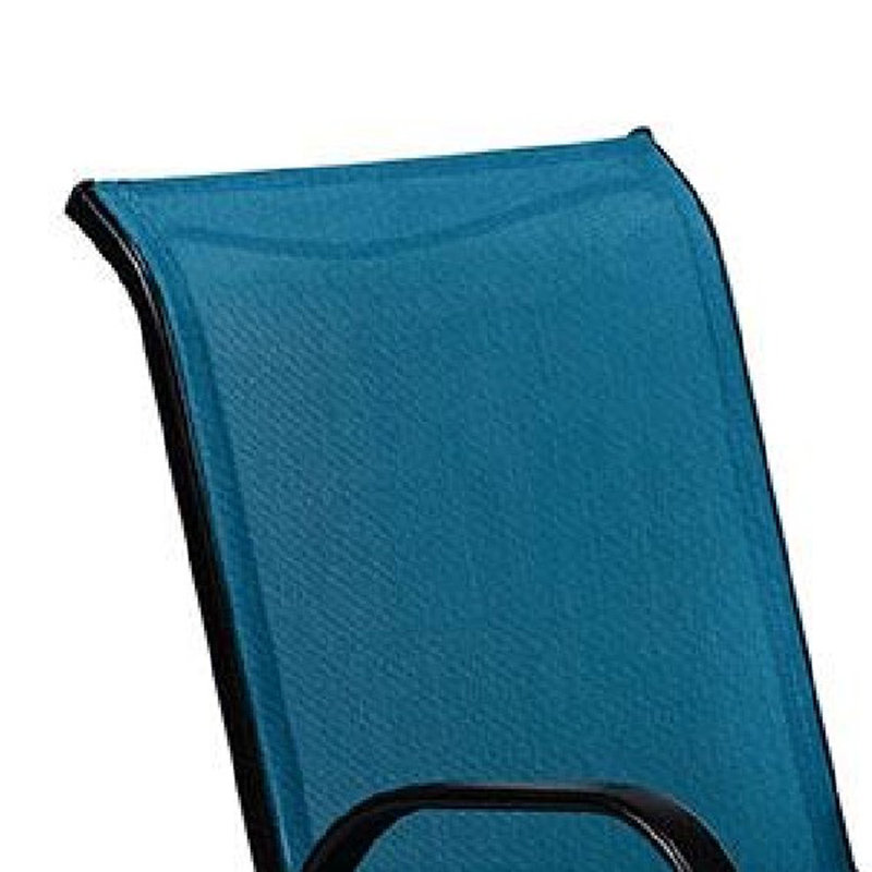 Ensemble de 2 chaises empilables d'extérieur Feli, tissu maillé bleu, métal noir, Bleu