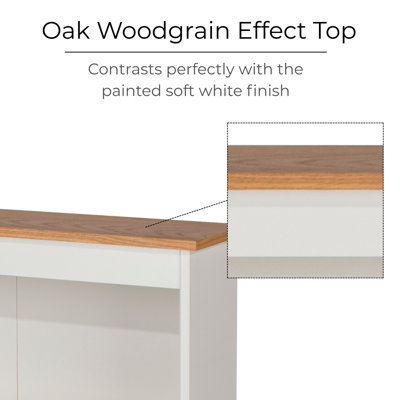Ainsa 3-Shelf Bookcase, Soft White Painted & Oak Veneer Effect Top