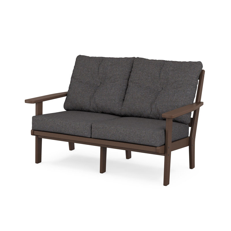 Lakeside Oxford Deep Seating Loveseat, Natural Linen, Green