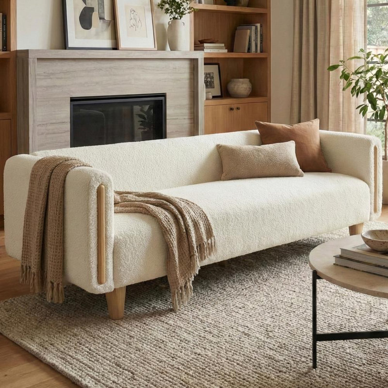 Canapé rembourré 78,7 po, Beige, Naturel