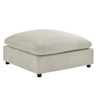 Beige Corduroy Ottoman | Stylish Polyester Footrest & Seating | Gift Idea