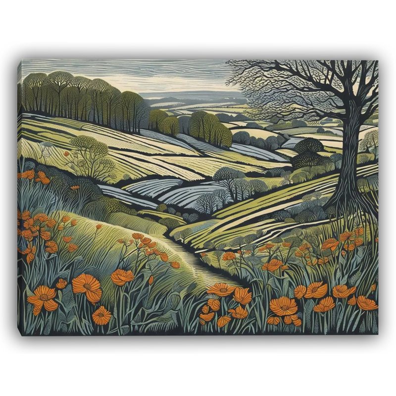 «Amber Bloom Hills», art sur toile, H 24 po x l 36 po