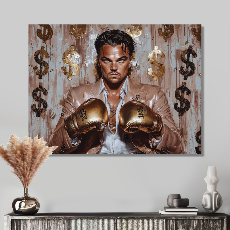 Loup de Wall Street yeux sur le prix Boxer - homme, art mural, Toile tendue, H 34 po x l 44 po
