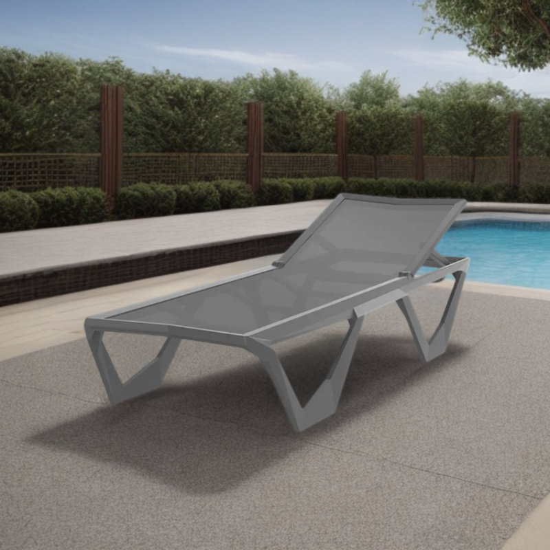 Adjustable Aluminum Frame Outdoor Lounger Outdoor Chaise Lounge, White