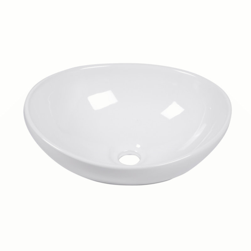 16X13 Inch White Ceramic Oval Vessel Bathroom Sink