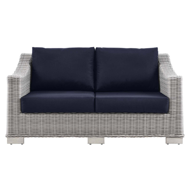 Causeuse d'extérieur en rotin Modway Conway, Bleu marine