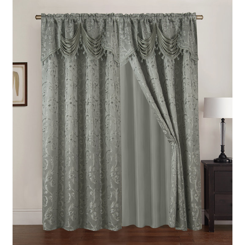 Paire de rideaux semi-transparents avec passe-tringle Lembo, Gris