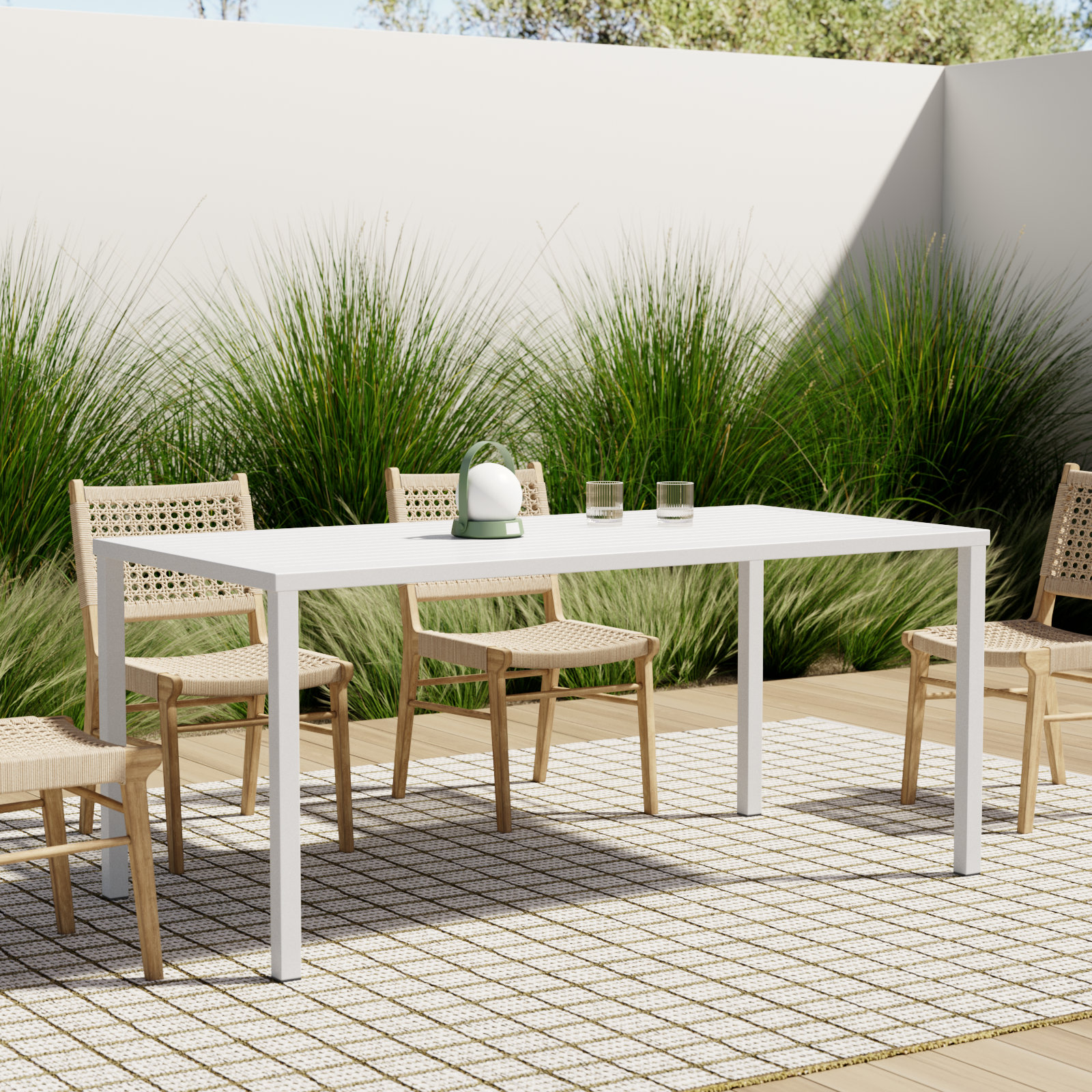 Ottie 71'' Aluminum Outdoor Dining Table, White