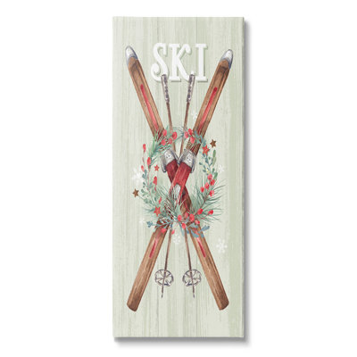 «Rustic Winter Skis», art mural sur toile par Courtney Morgenstern