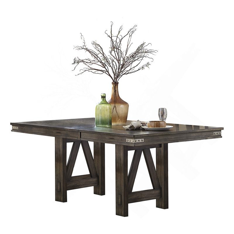 Table de salle à manger à finition brune de style rustique 1 pièce avec rallonge papillon