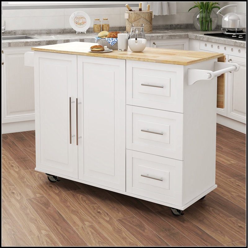 Versatile Kitchen Island with Spice Rack, Towel Rack, and Extensible for Enhanced Functionality