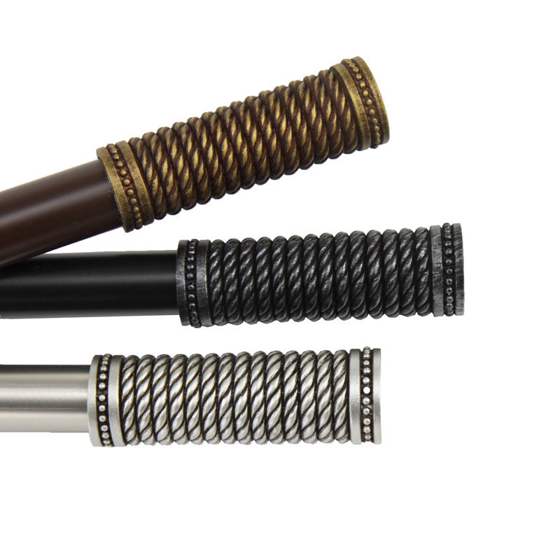 Tringle à rideaux simple filetée triple, H 0,81 po x l 84 po x p 2,88 po, Cacao