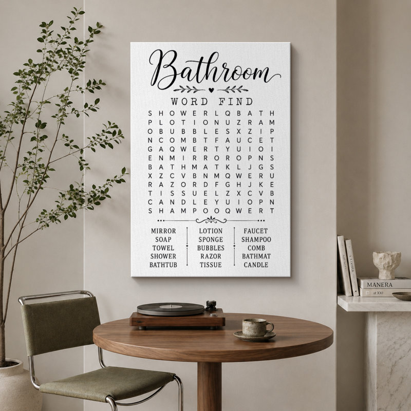 «Black White Bathroom», art mural, impression sur toile, impression sur toile encadrée, 48" H x 32" W x 1.5" D