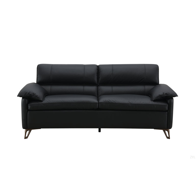 Causeuse noire en cuir fleur