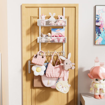 Over The Door Organizer With 9 Hooks & 2 Mesh Baskets, No-Drill Storage Hanger For Bathroom, Kitchen, Bedroom, Durable Rustproof Steel Construction