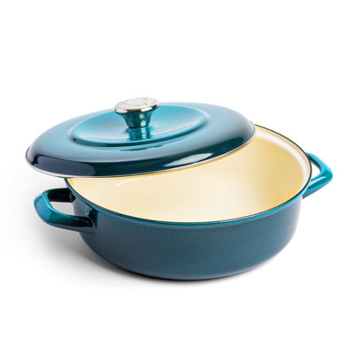 Merten and Storck German Enameled Iron, Round Dutch Oven Pot with Lid