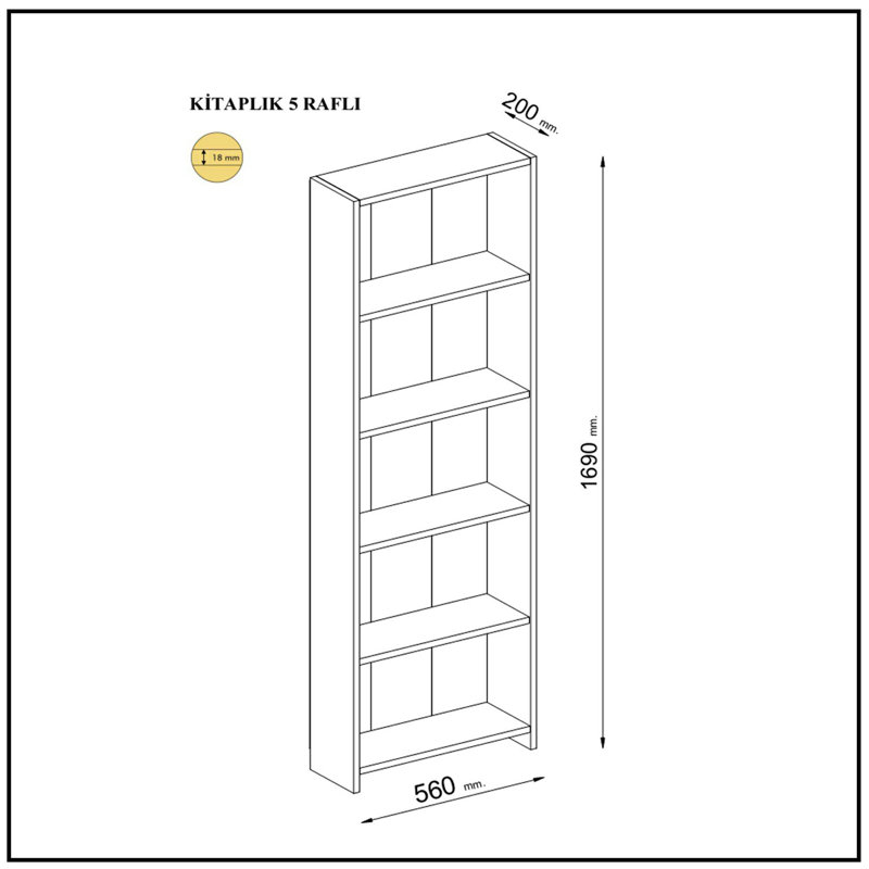 169cm H x 56cm W Standard Bookcase