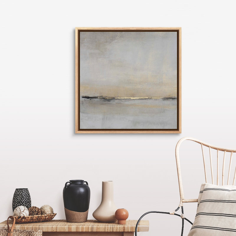«Horizontal Flow II» par Tim O'Toole - Peinture sur toile, Toile avec cadre photo, H 31,25 po x l 31,25 po, Naturel flottant