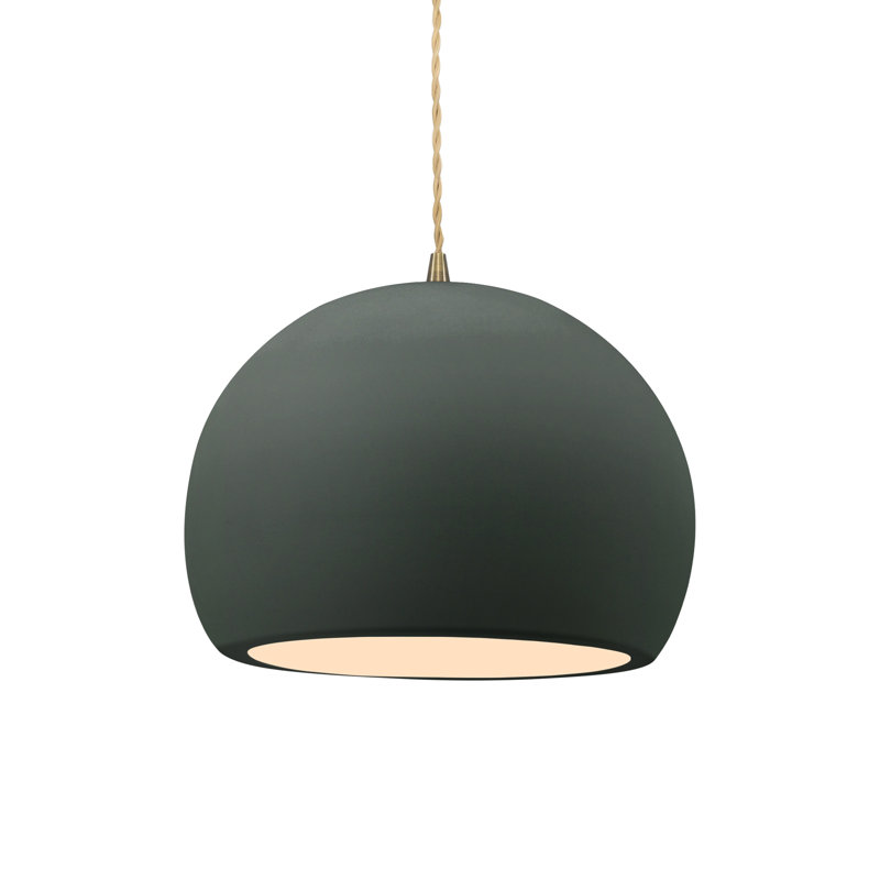Luminaire suspendu à 1 lumière Aschwin, H 7,75 po x l 10 po x P 10 po, Étain, vert, Laiton antique