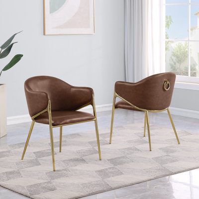 Leathaire Side Chairs With Gold Chrome Base