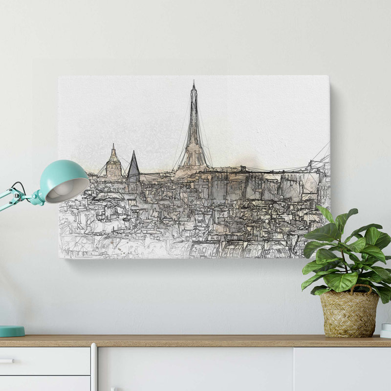 Misty Eiffel Tower In Paris France In Abstract - Wrapped Canvas, 40cm H x 60cm W x 3cm D