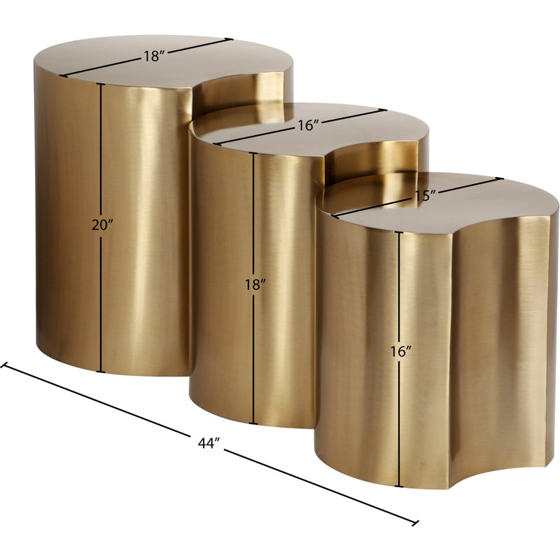 Ismah Iron Top End Table Set, Gold