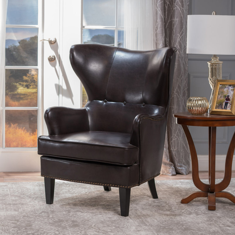 Paralee Faux Leather Club Chair, Brown Faux Leather