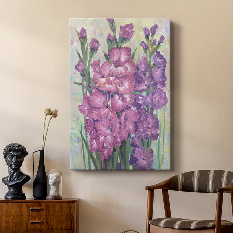 Gladiolas Blooming I -Custom Wrapped Gallery Cavas