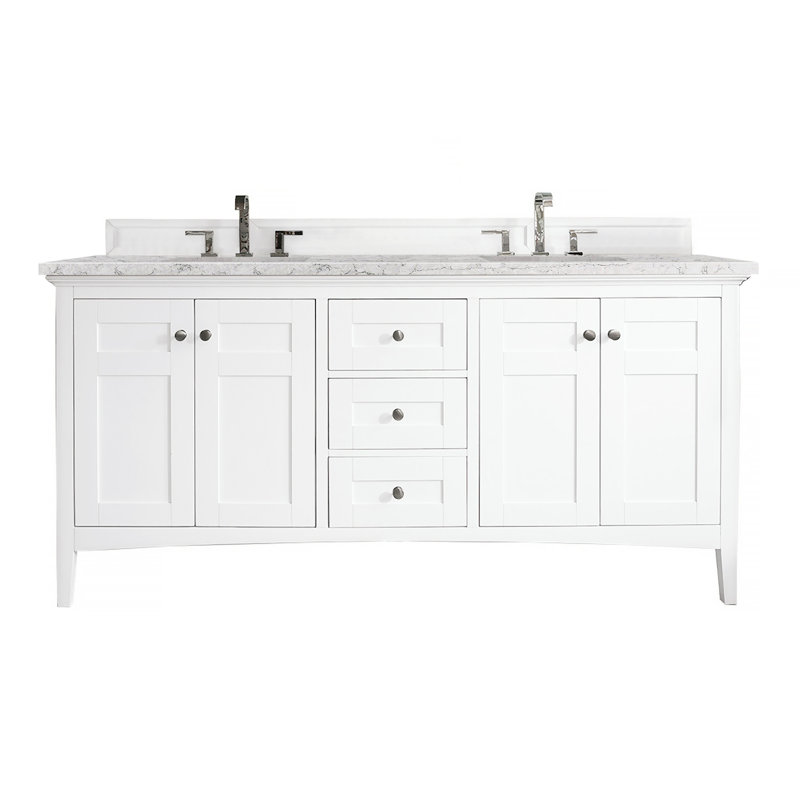 Palisades 72''  W Double Vanity, Bright White, Eternal Jasmine Pearl