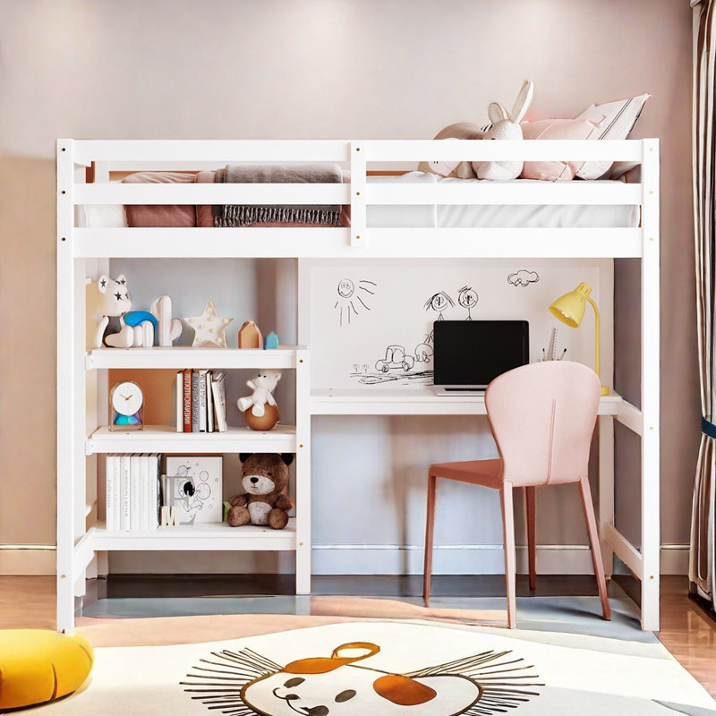 Jozey Kids Loft Bed, Full, White