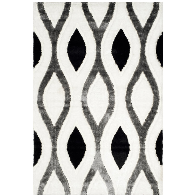 Tapis ivoire/gris en polypropylène poils longs  Callensburg