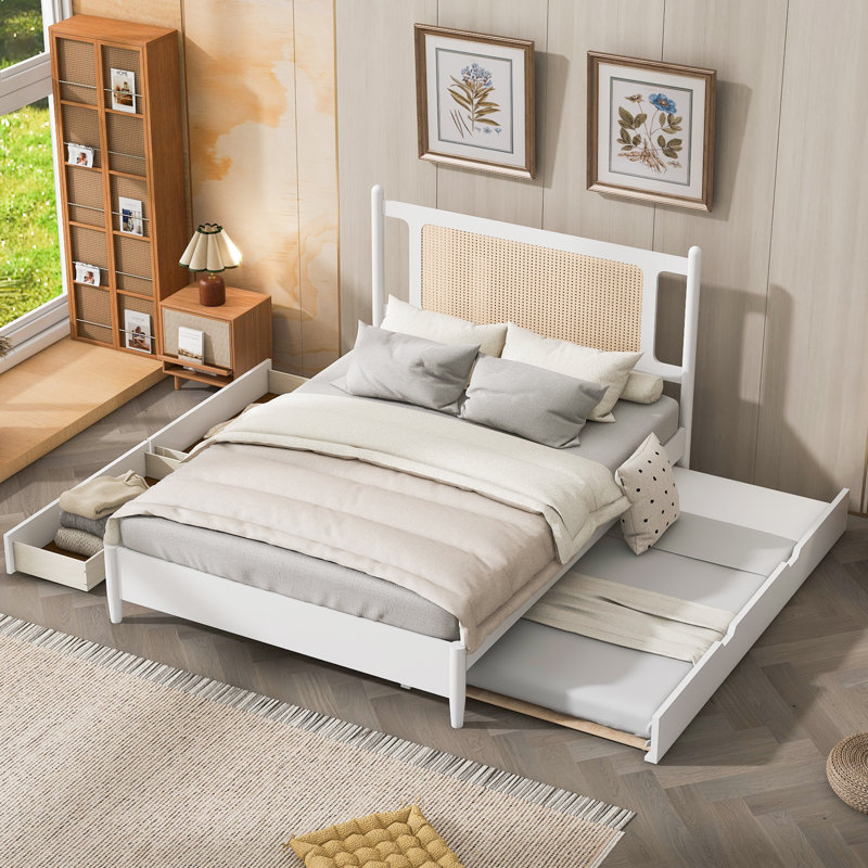 Lit plateforme avec rangement Poler, Blanc
