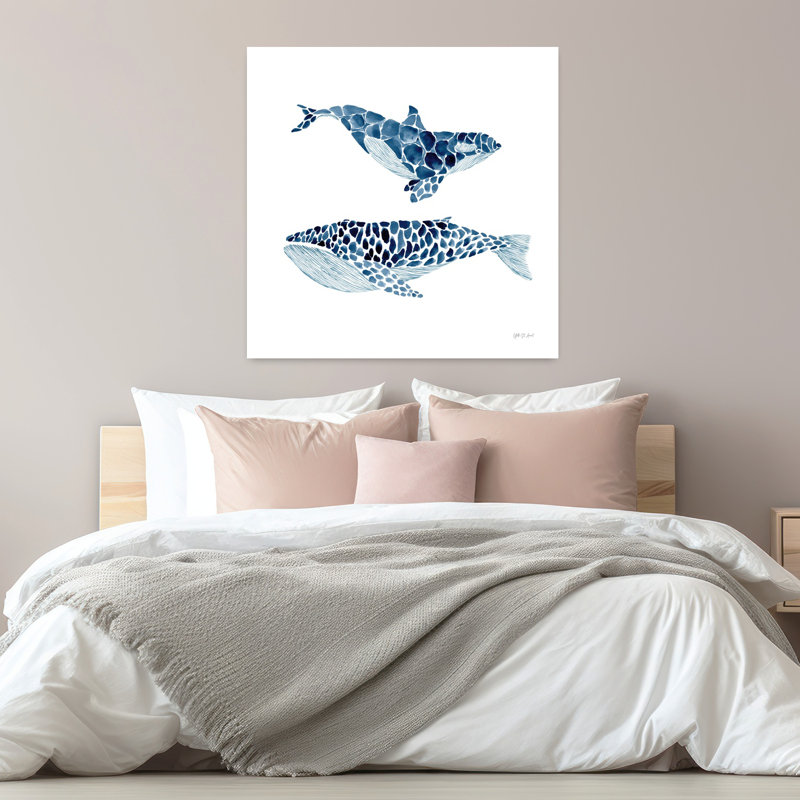 Deux baleines, art côtier, H 32 po x l 32 po