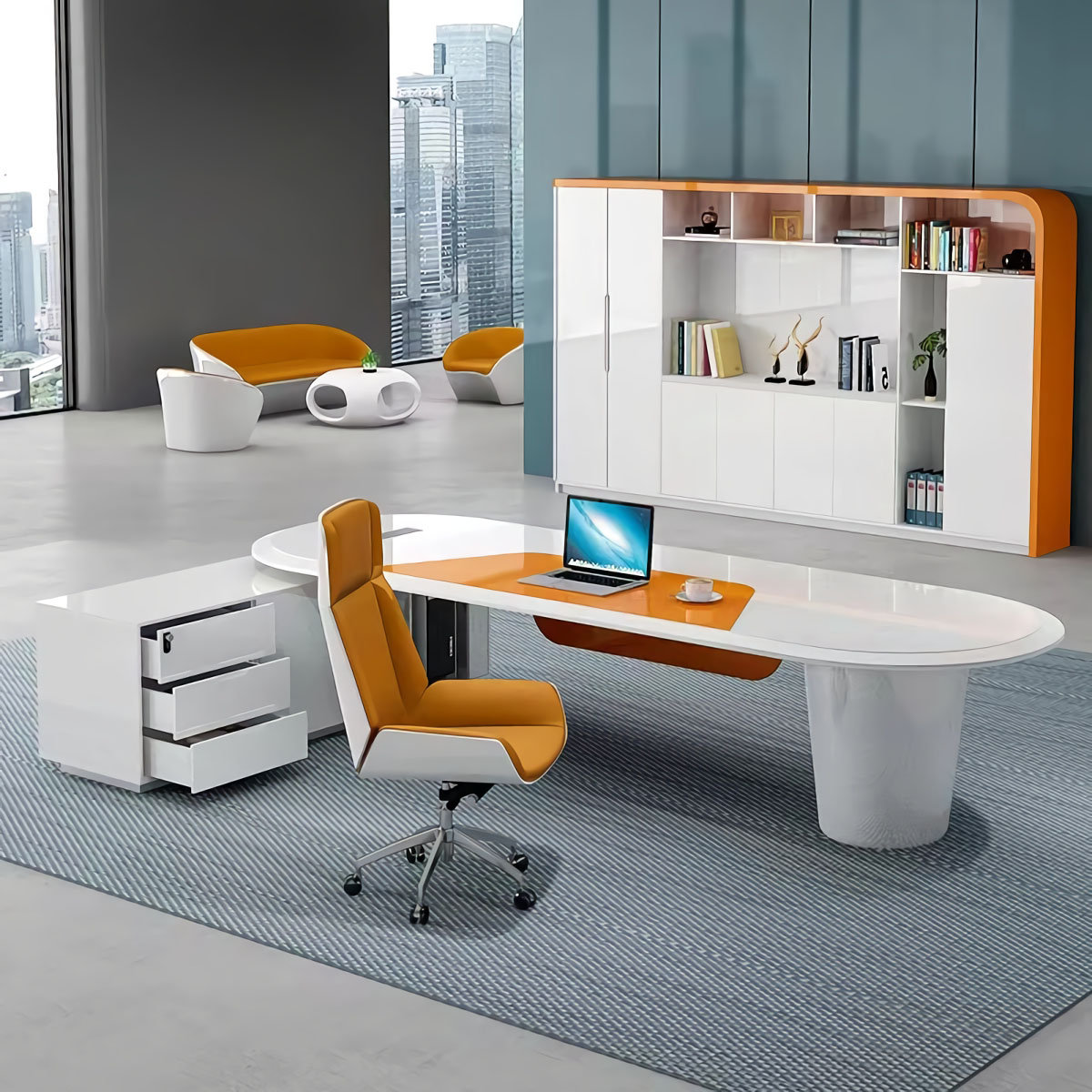 Sharelle Desk | Uber Modern | White Lacquer & Wenge | Glass Legs | 76