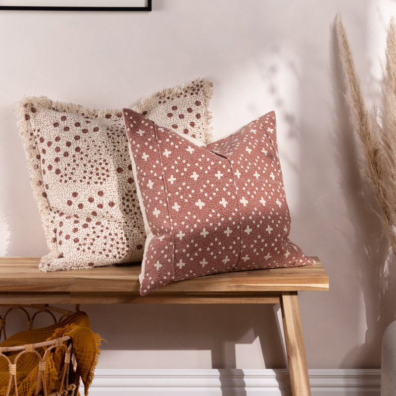 Helm Polka Dots Square Throw Cushion, Pecan