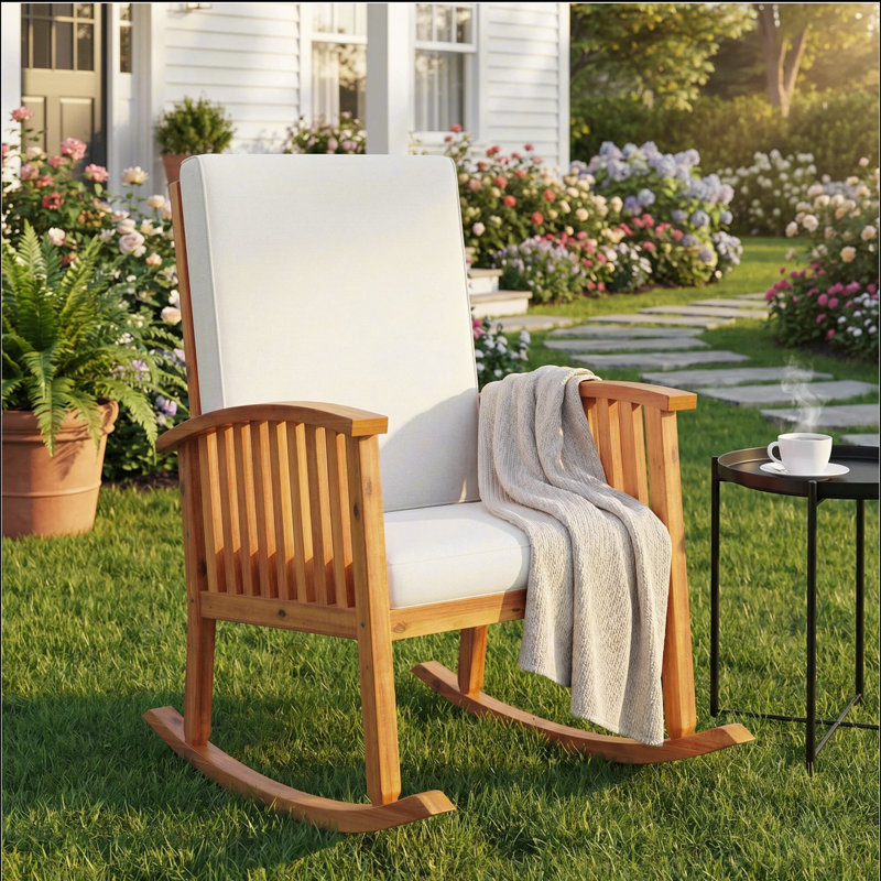 Chaise à bascule Casa Acacia, Brown, Blanc