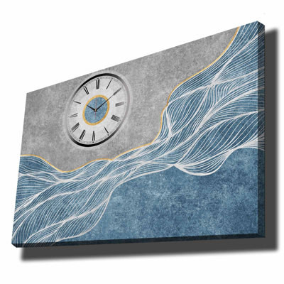 Horloge murale élégante en toile 27,6 po x 39,4 po | Toile 100% suède avec cadre 100% bois (épaisseur: 1,1 pouce) | Parfait pour la décoration intérieure, garde-temps élégant pour le salon et le bureau, design unique