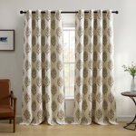 Blanford Medallion Print Room Darkening Thermal Grommet Top Single Curtain Panel