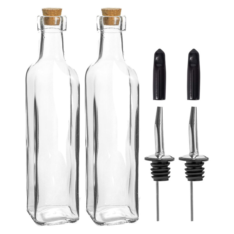 Glass Oil & Vinegar Cruet Set, 27 cm H x 4.5 cm W x 4.5 cm D