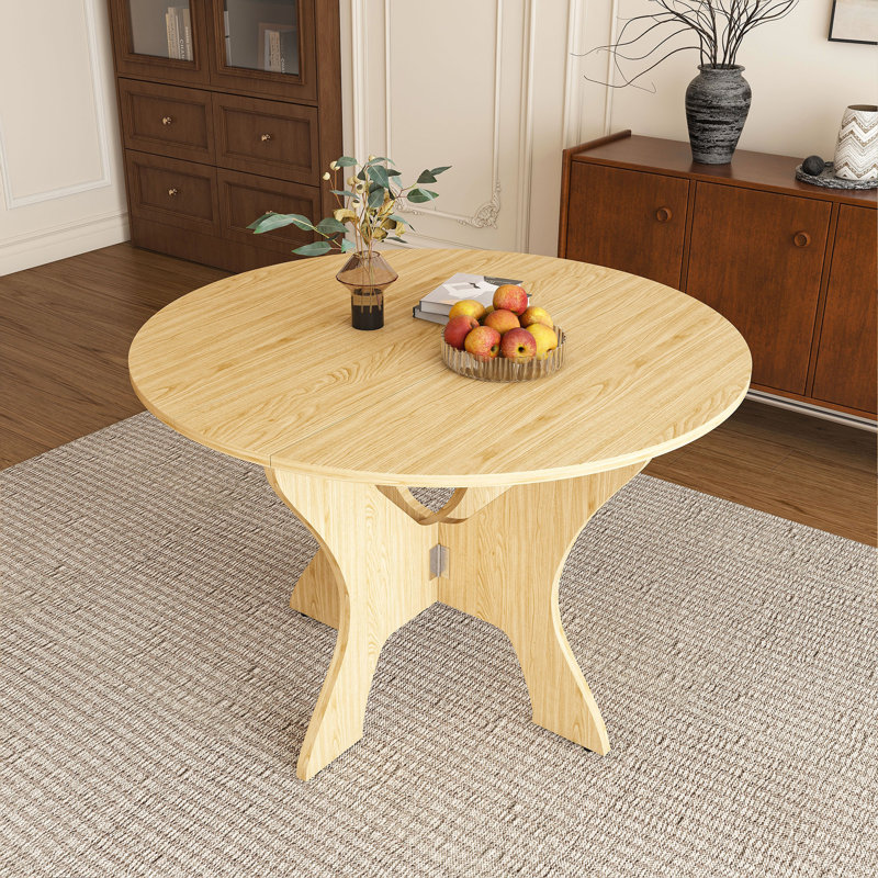 Table de salle à manger pliante 43 po pour petits espaces, table en panneau de fibres à densité moyenne avec placage de chêne sauvage