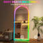 Miroir pleine grandeur arche à DEL RVB Bluetooth avec support, 7 modes d'éclairage couleur, miroir complet avec cadre blanc pour chambre à coucher, salon, vestiaire-1590314082