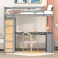 Lit mezzanine avec échelle, tablettes et bureau-683414099-683414098